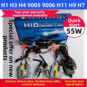 Super Bright 55W Car Xenon Light Kit 9005H7H1H11H4 HID High Beam Headlight Bulbs Fast Start Modified Automotive Lighting System