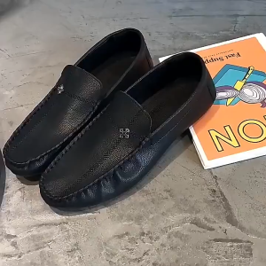 Korea Fashion Loafers For Men Black Leather Shoes Casual Leather Loafers Casual Slip On shoes