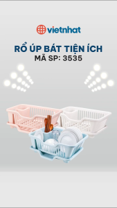Rổ úp bát chén  giá úp bát đĩa nhựa Việt Nhật có khay thoát nước My Home DN379