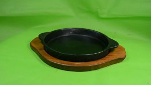 Dapur Logam Cast Iron / Hot Plate Steak Model Bulat Telinga D 18cm
