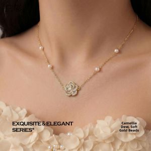 3COLOUR·S | Elegant Fragrant Atmosphere Pearl Camellia Zircon Pendant Necklace