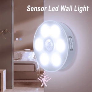 LED Night Light with Wireless ChargerHuman Motion SensorEU/USB/Battery-Powered Wall Lamp for BedroomCorridorCabinetBathroom
