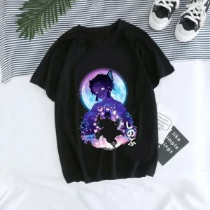 Bandai | Demon Slayer Shinobu Kocho Pure Cotton T-shirt 2026 Summer New Anime Printed Loose Casual Parent Child Short Sleeve Top