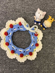 Knitted Pet Scarf Cat Neck Warmer Dog Saliva Towel Snow White Princess Style Yarn Bow Tie All Seasons Universal Pet Accessories