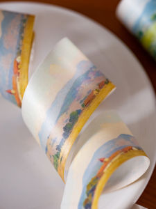 Retro Oil Painting Edged Tape Scenic Decoration DIY Craft Tapes  Style Landscape Material for Bullet Journal