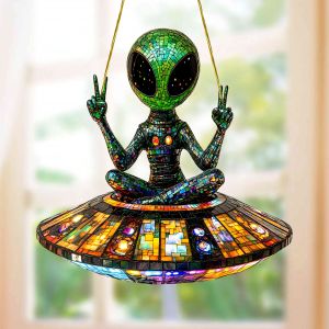 Mặt Dây Chuyền Phẳng 2D Phong Cách Bohemian Hình UFO Ngoài Hành Tinh Bằng Acrylic Bắt Nắng Trang Trí Cửa Sổ Chất Liệu PVC Đa Năng