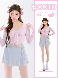 ชุดว่ายน้ำผู้หญิงแขนยาวสไตล์ญี่ปุ่นสุดน่ารัก ชุดว่ายน้ำสองชิ้น ชุดว่ายน้ำสปา ชุดว่ายน้ำฤดูร้อน ชุดกีฬา ชุดโยคะ ชุดฟิตเนส