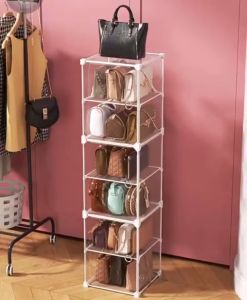 Tủ nhựa trong suốt 16 ô để mỹ phẩm túi xách đồ chơi sách tránh bụi bền đẹp chắc chắn dễ di chuyển tháo rời