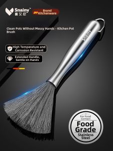 Snainy | Kitchen Cleaning Stainless Steel Brush Long Handle