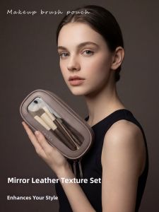TIANZONG | Leather Large Capacity Portable Transparent Makeup Brush Pouch