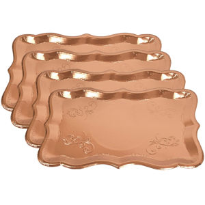 10p Solid Color Gold Edged Rectangular Tray Suitable Wedding Birthday Dessert Decoration Tableware Party Disposable Dining Plate
