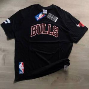 Baju Kaos Pria Wanita Terbaru Premium Basket Warna Hitam Font BULLS Quality Kekinian Cod