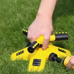 360° Rotating Sprinkler 3-Prong Tandem Sprinkler System Automatic Lawn & Garden Irrigation Watering Device Adjustable Water Flow High Coverage Area Outdoor Yard Watering Tool
