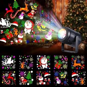 16 Patterns Christmas Projector Lights Rotatable Christmas Decoration Outdoor/Indoor Led Projector for Holiday Party Xmas Decor