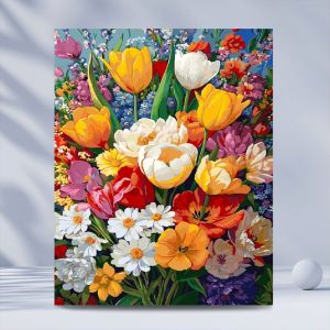 KAYOU | Tranh Vẽ Theo Số Hoa Văn Nhiều Màu Sắc Trên Vải Bố Dành Cho Người Lớn Bộ Dụng Cụ Vẽ Tranh Sơn Dầu Tự Làm Tô Màu Theo Số