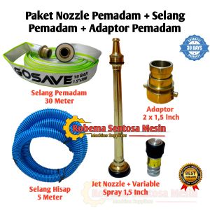 Paket Jet Nozzle Pemadam dan Selang 30 Meter & Selang Hisap & Adaptor