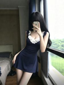 Stylish Gentle V-neck Slimming Waist Dress