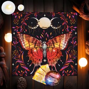 VIKAMA 2/4PC Phantom Butterfly Secret Garden Tablecloth Colorful Butterfly Totem Tarot Divination Meditation Room Decoration