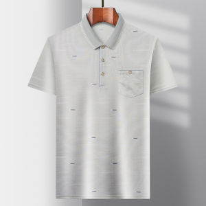 Áo Thun Nam Tay Ngắn Lụa Băng POLO Cổ Polo Kẻ Caro Thường Ngày Mùa Hè Có Túi Thật Cho Bố Và Ông