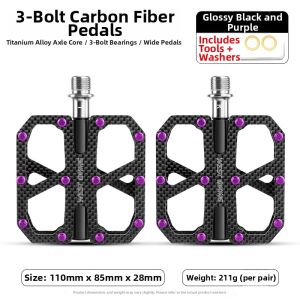 West Biking | Carbon Fiber Titanium Axle 3 Bearing Lightweight Cycling Pedals