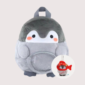 Cute Penguin Plush Backpack Soft Doll Autumn Winter Fashionable Casual Bag for Women Velvet Material Polyester Lining Washable