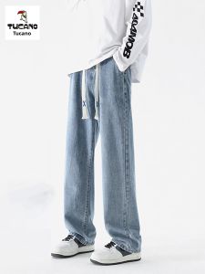 TUCANO Mens Casual Straight Leg Jeans American High Street Style Loose Fit Spring Autumn Wear Comfortable Cotton Denim