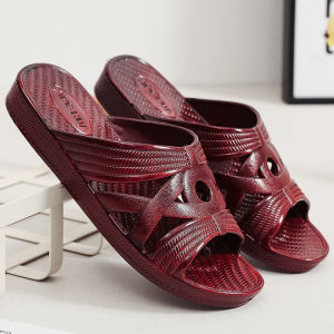 Anti-Slip Flat Bottom Plastic Slippers for Middle-Aged And Elderly Women Summer Home Wear Mom Comfortable Slip-On Sandals