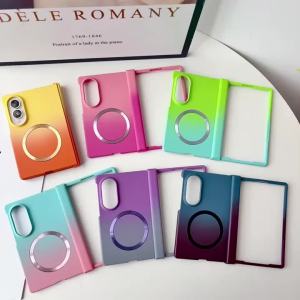 Colorful Gradient Liquid PC Phone Case for Samsung Z Fold 8 Ultra 8 7 6 5 4 3 for Magsafe Wireless Charge Hinge Protection Cover