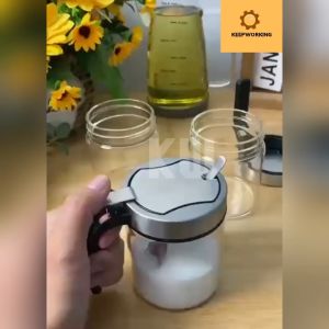 KW 1Pcs Sugar Bowl Salt Shaker Pepper Glass Seasoning Jar Spice Boxes