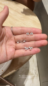 Petite Bow Fewshwater Pearl Stud Earrings - Zircon Accented