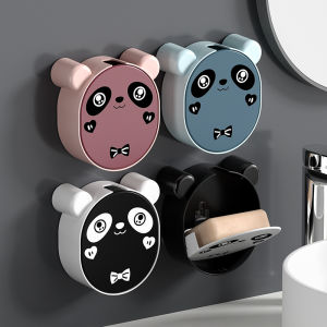 Cartoon Bear Wall Mounted Soap Holder Drain Soap Box Toilet Hanging Storage Rack Punch-Free Bathroom Self Adhesive Accessories