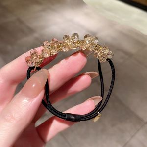 ยางรัดศีรษะประดับด้วยลูกปัดคริสตัลสำหรับผู้หญิงผมหางม้าแบบใหม่ใช้ง่ายได้ทุกอย่างสไตล์เกาหลีฤดูร้อน