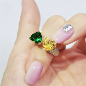 Elegant Double Heart Big Carat Stone Rings for Women Wedding Rings Heart Cut Diamond Gold Ring