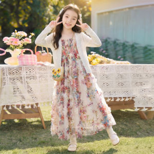 ZIRUIBABA | Bohemian Halter and Floral Girls Summer Dress Set 2 Pieces
