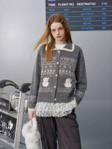unifree | Áo Cardigan Len Nữ Họa Tiết Fair Isle Ấm Áp