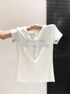 V.C.I | Korean Style Chic Slimming Short Sleeve Half Collar T Shirt