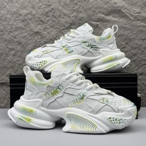 Trendy Dad Shoes for Men 2025 New Style Casual Color Block Thick Bottom Heightening White Sneakers Leisure Shoes