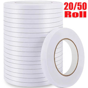 50/10 Rolls 9m/roll Double Sided Tape Double-sided Tape White Strong Ultra-thin High-adhesive Fixing Stickers Super Strong Paper Tape