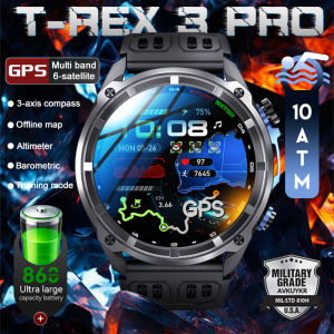2025 New T-Rex 3 Pro Military GPS Smart Watch Built-in Dual-Band GNSS&Offline Maps Compass 860mAh Battery 10ATM Swim Smart Watch