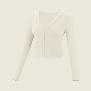 VfU Womens Long Sleeve Fitness Jacket Quick Dry Cool Feeling Yoga Pilates Sportswear V-neck Zipper Closure Autumn Outerwear