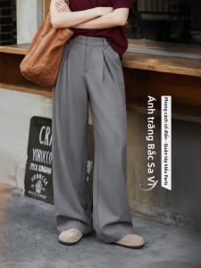 MADEN | Retro Loose Wide Leg Gray Straight Slim Suit Trousers