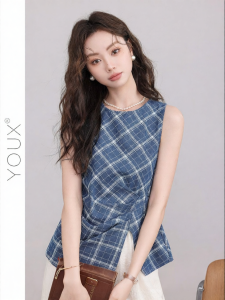 YOUXIANG | Áo Blouse Mùa Hè Cổ Độc Đáo