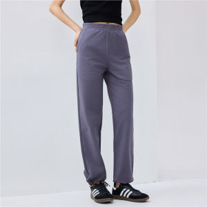 Giordano Pure Cotton Knitted Casual Sports Pants Womens High Waist Straight Leg Long Trousers Comfortable Elastic Waist