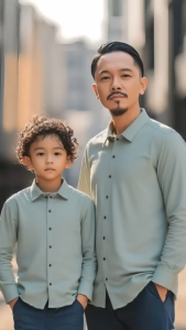 KEMEJA BASIC POLOS COUPLE AYAH DAN ANAK LAKI LAKI LENGAN PANJANG GRIT SERIES FADSAN