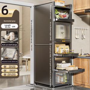 Modern Simple Kitchen Storage Cabinet Refrigerator Side Pull out Gap Storage Shelf Multifunctional Narrow Space Organizer