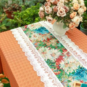 French Vintage Long Table Flag Dustproof Luxury American Style Cover Cloth for Coffee Table TV Cabinet Chest of Drawers