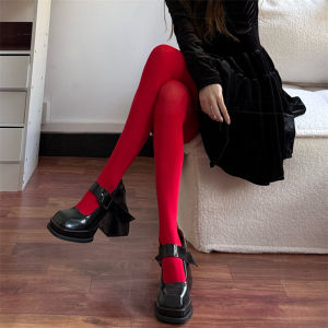 Velvet Red Pantyhose New Year Socks American Retro Pure Desire New Trend Outwear Pressure Slim Looking Leggings Women