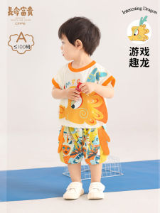 Longevity And Wealth Baby Summer Outfit Dragon Treasure Boy Cool Short Sleeve Shorts Birthday Clothes Cotton Casual Kids Sets