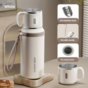 316 Stainless Steel Insulated Water Bottle with Cup Portable Vacuum Flask for Outdoor Activities Handheld Tumbler Keep 24Hr Cold