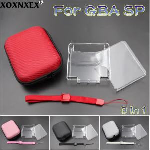3 In 1 Protective Kit For GBA SP EVA Hard Carry Storage Bag Transparent Crystal Case Adjustable Wrist Lanyard Consols Accessorie